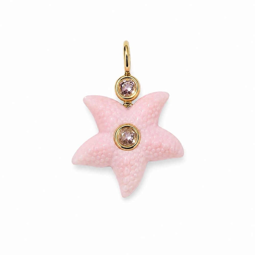 Natural Queen Pearl And Citrine Star Charm 925 Silver And Gold Plating